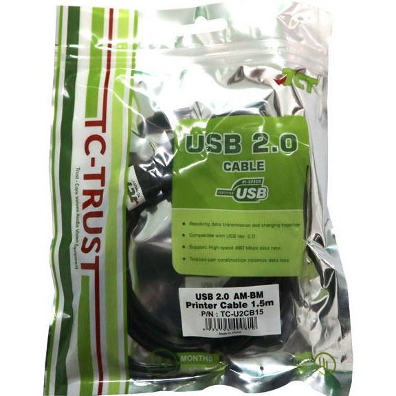 کابل پرینتر طول 1.5 متری USB2.0 برند تی سی تراست مدل TC-U2CB15