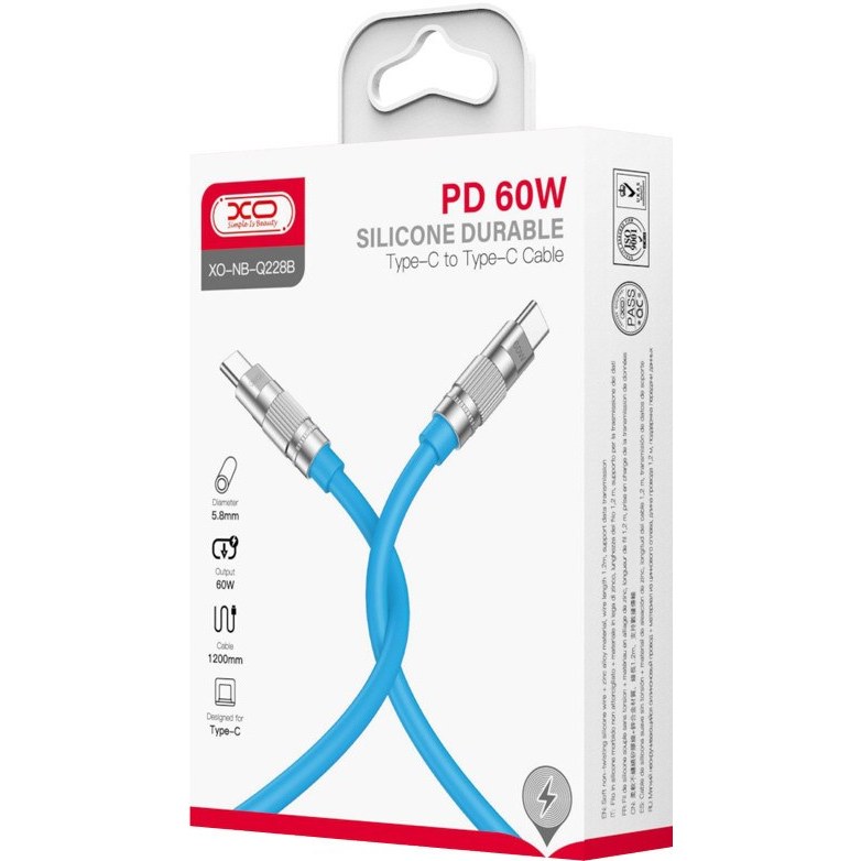 کابل دو سر تایپ سی فست شارژ 60 وات ایکس او XO-NB-Q228B طول 1.2 متر