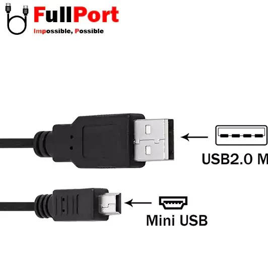 کابل USB 2.0 مینی 5 پین فرانت 30 سانتی متری