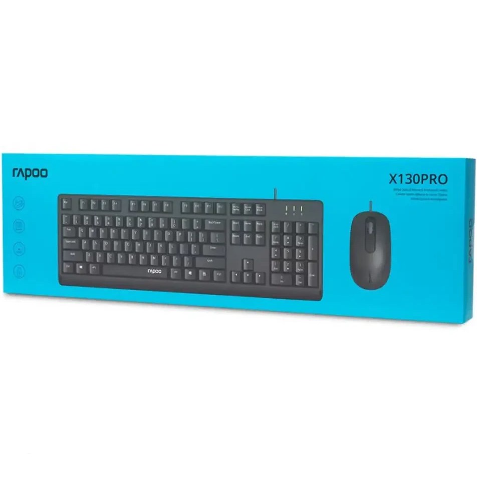 کیبورد و ماوس باسیم رپو مدل X130 Pro با حروف فارسی