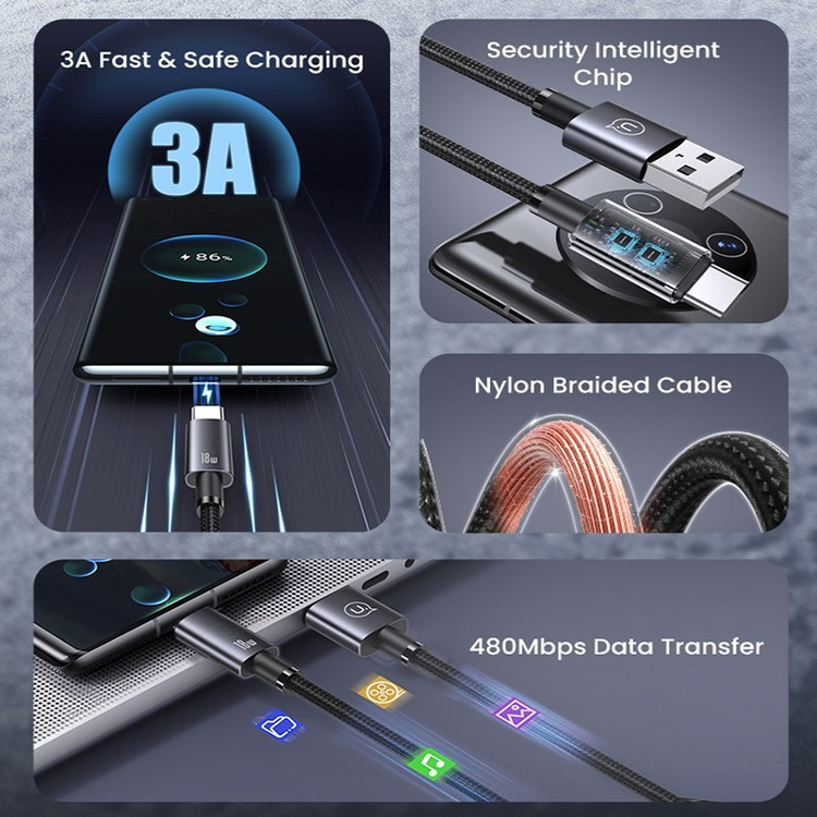 کابل شارژ USB-A به USB-C یوسمز مدل SJ663 طول 1.2 متر